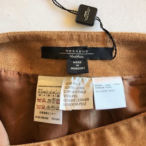 New! Weekend MaxMara tan brown suede long skirt, tiered ruffle (genuine leather) - Picture 2 of 8